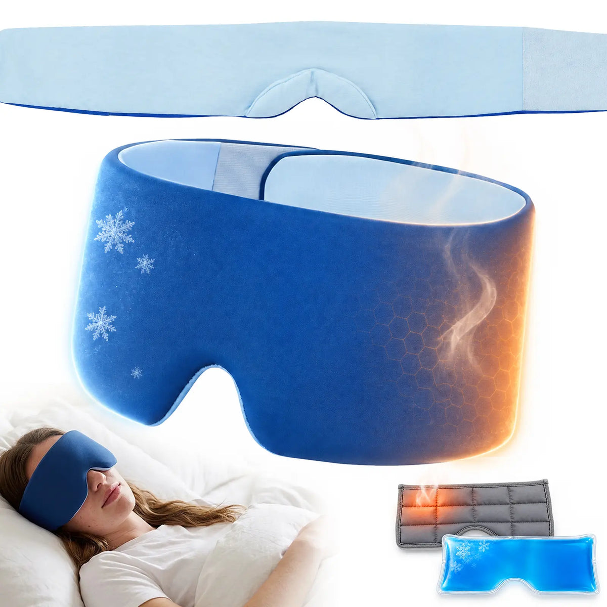 Fismool Weighted Hot & Cold Therapy Eye Mask | 2-in-1 Removable Mineral Salt & Cooling Gel Sleep Mask