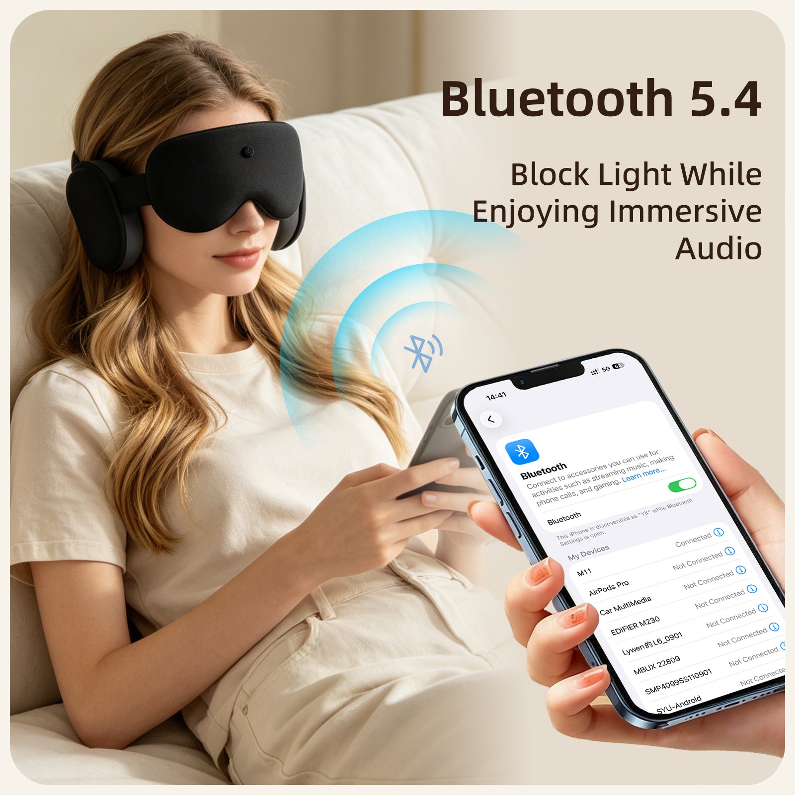 Маска для сну Fismool 3D Air Bluetooth