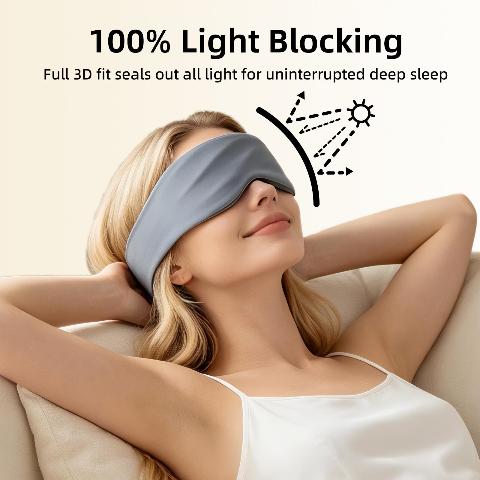 Fismool 3D Contoured Sleep Mask, 100% Blackout Eye Mask for Side Sleepers.