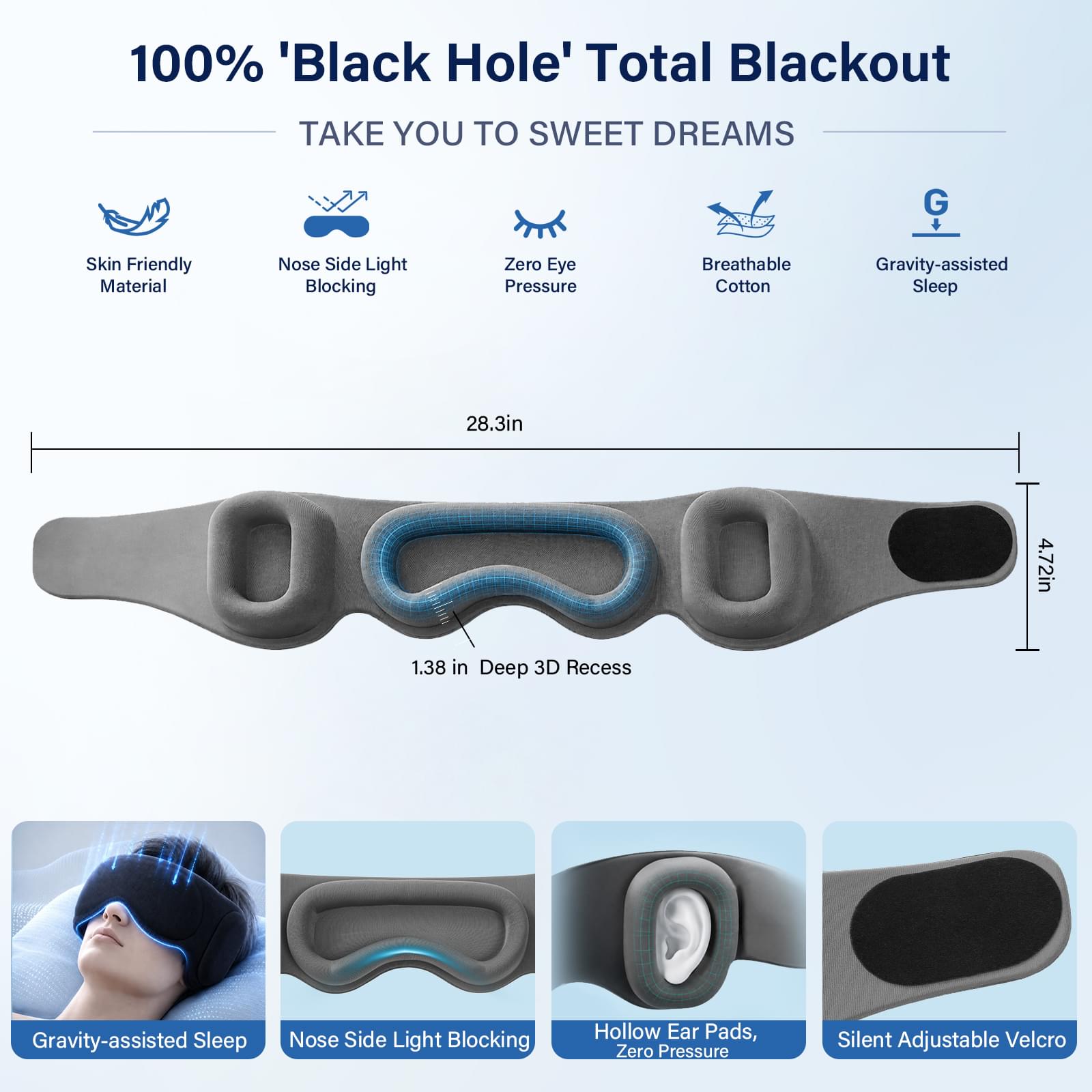 Fismool 3D Soundproof Blackout Sleep Mask