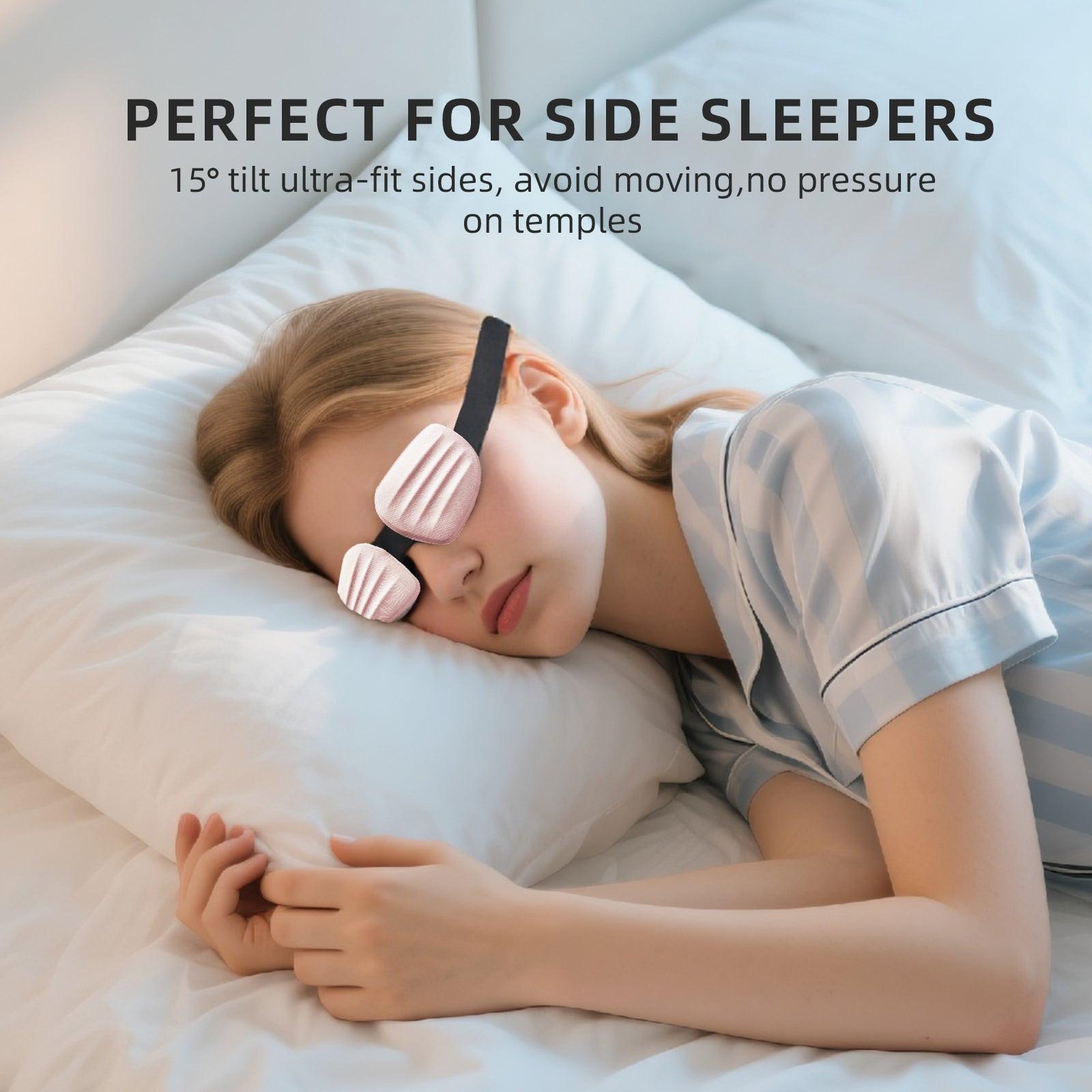 Fismool 3D Contoured Sleep Mask, 100% Blackout Eye Mask for Side Sleepers.