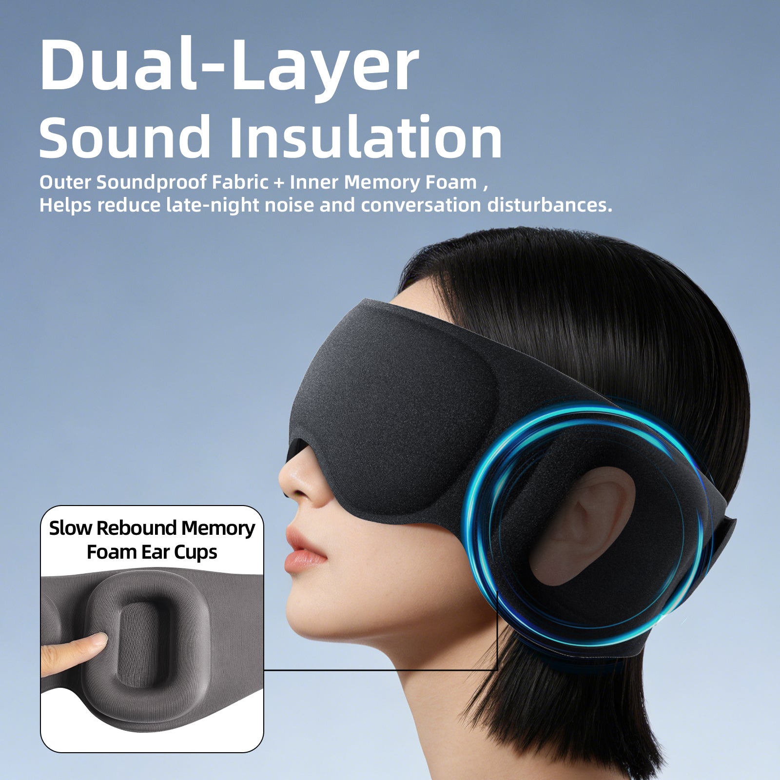 Fismool 3D Contoured Sleep Mask, 100% Blackout Eye Mask for Side Sleepers.