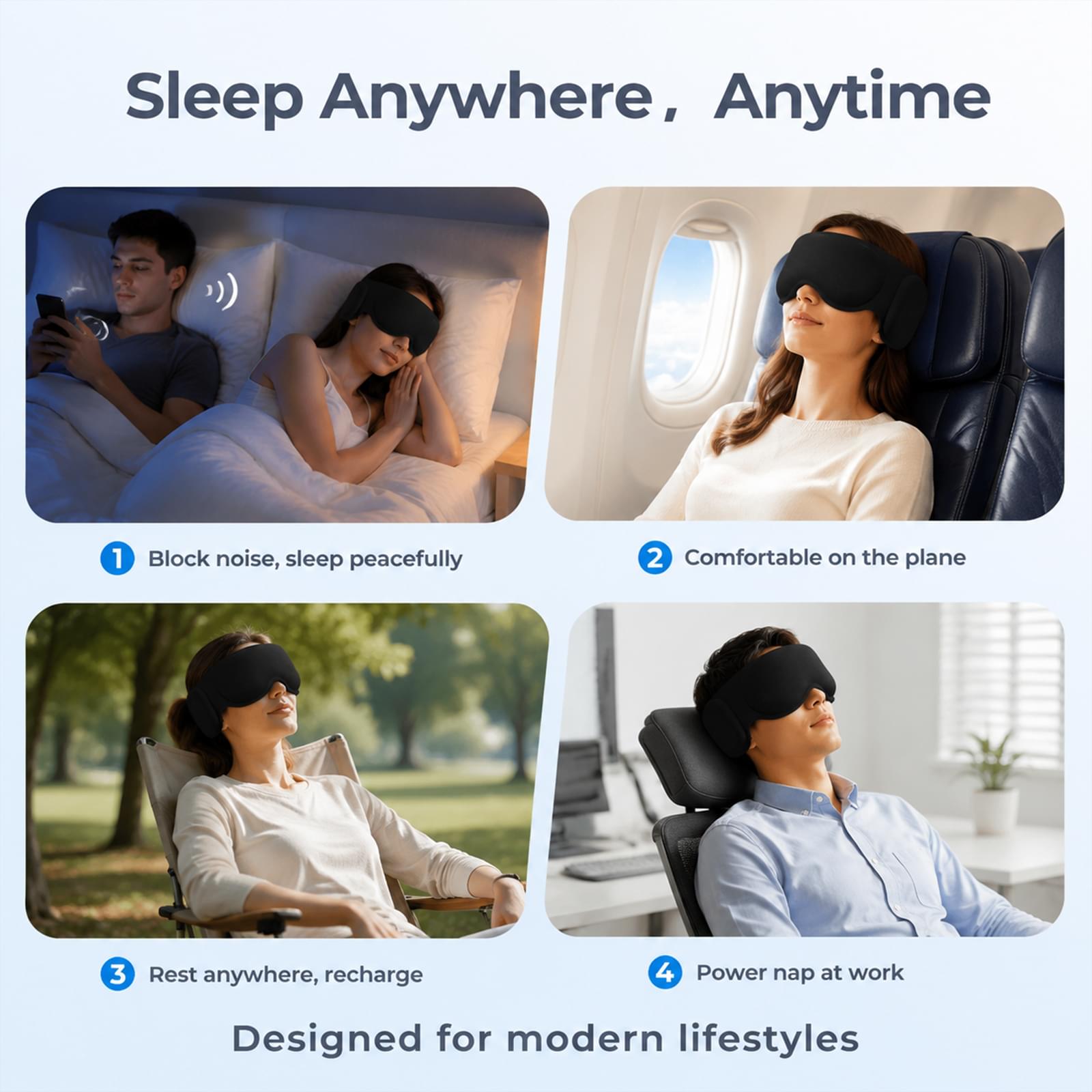 Fismool 3D Soundproof Blackout Sleep Mask