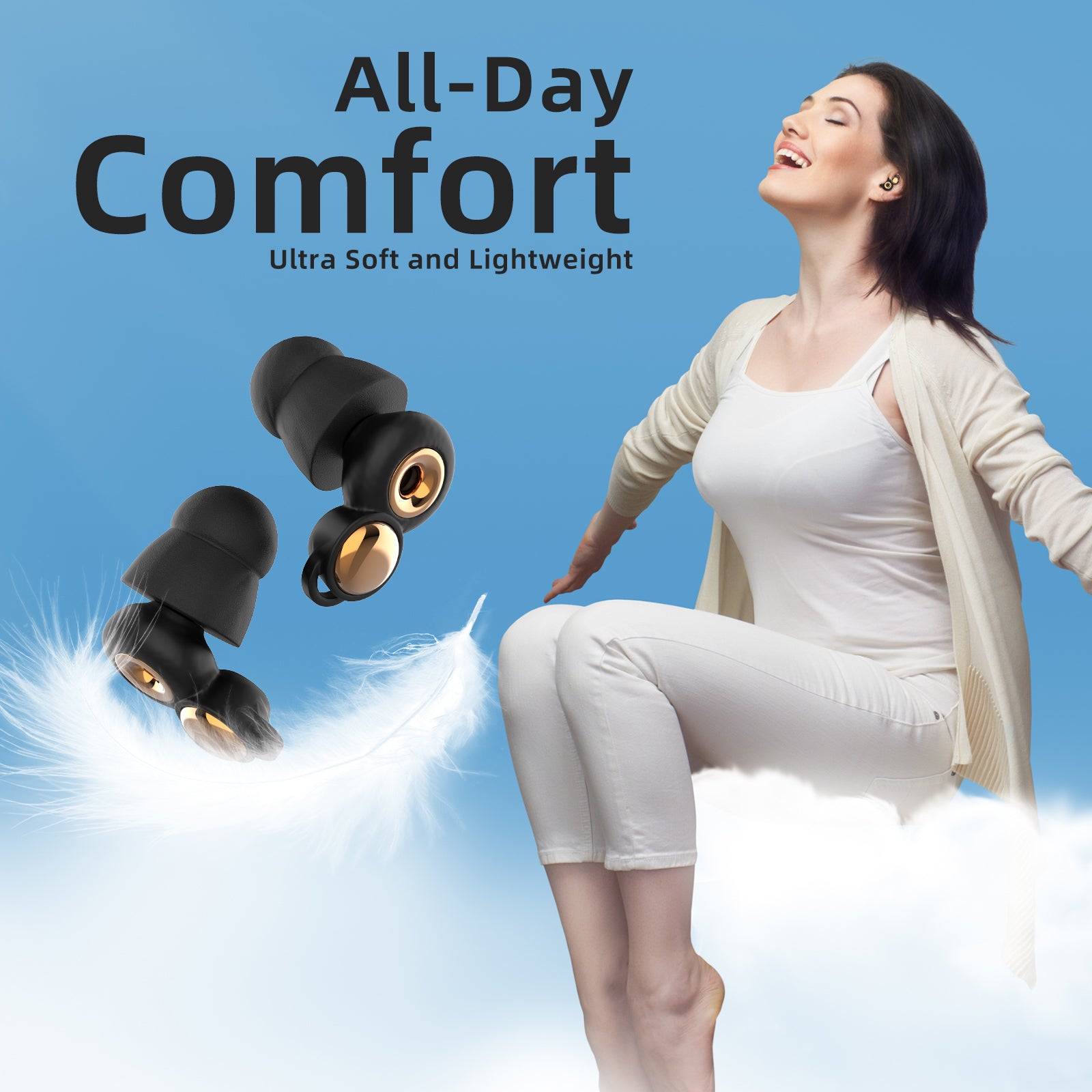 Fismool Earplugs – All-Day Comfort, Ultra Soft & Lightweight Noise Cancelling Earplugs for Sleep & Focus