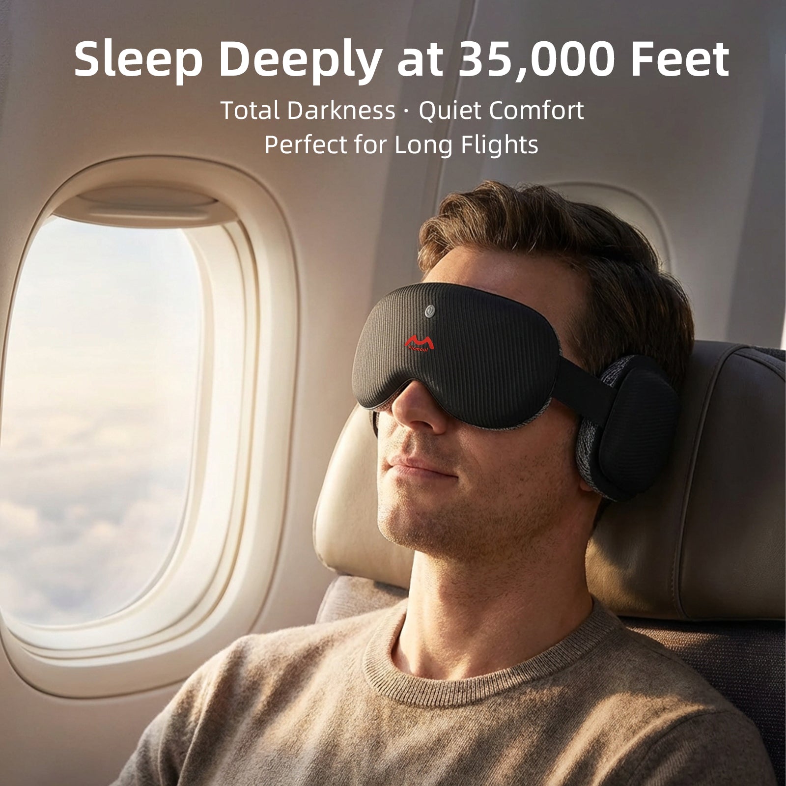 FS201 sleep mask airplane travel scene for noise reduction and comfortable long flights