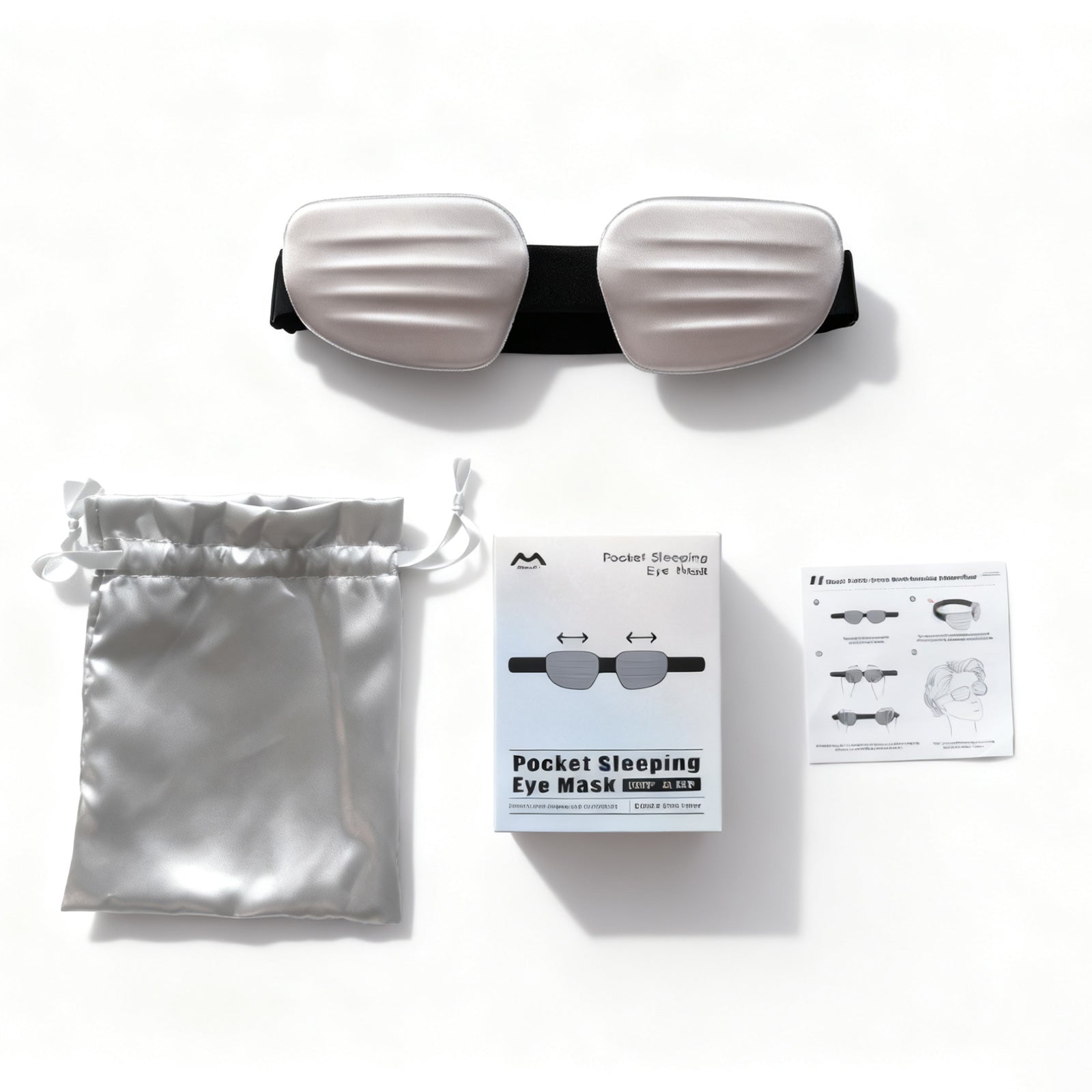 Fismool Pocket Sleep Mask 2.0 Silver – Portable Travel Eye Mask with 100% Blackout