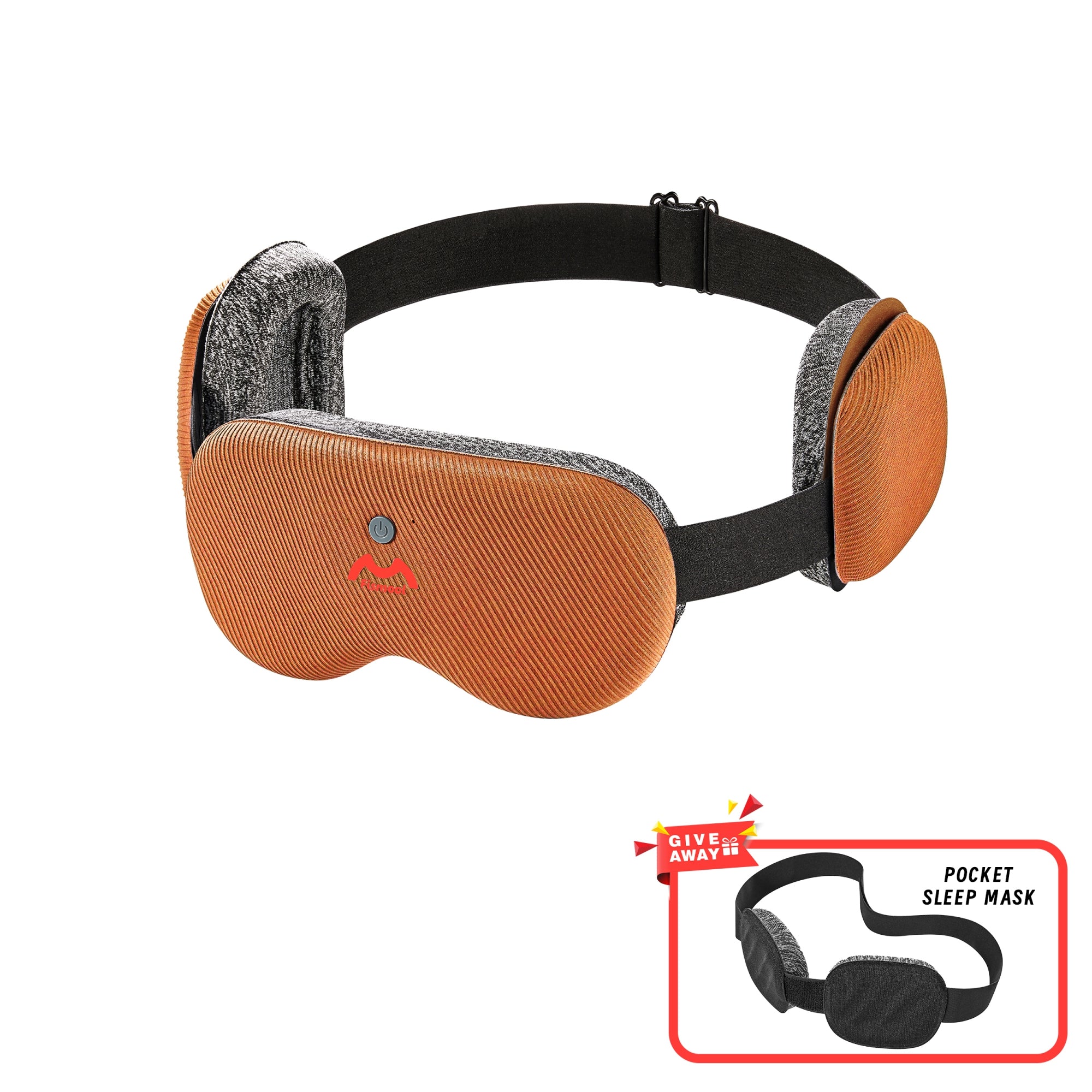 Fismool Pocket Sleep Mask Orange – 100% Blackout Eye Mask with Bonus Pocket Mask for Travel and Comfort