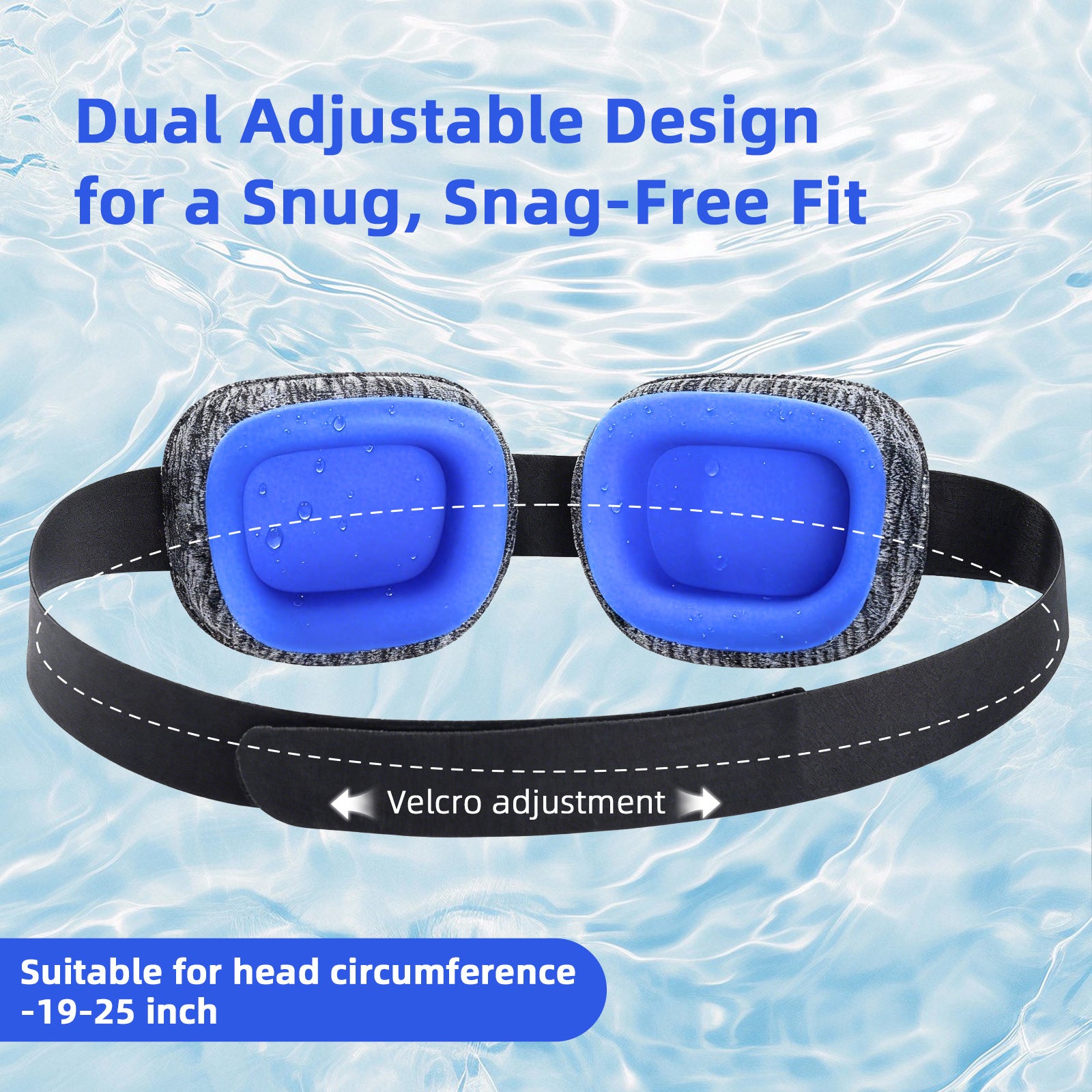 Fismool Sleep Mask 2.0 - Black with dual adjustable Velcro straps for a snug and customizable fit.