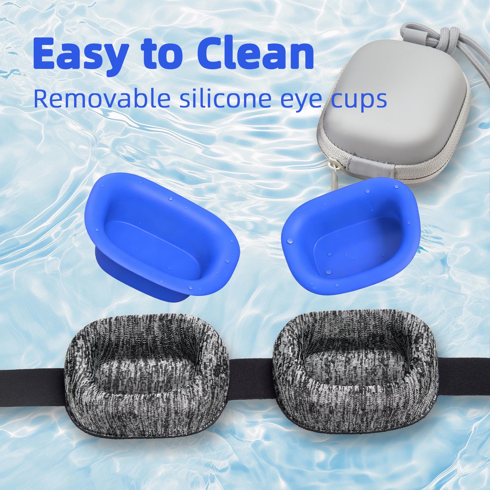 Fismool Sleep Mask 2.0 - Black, easy to clean with removable silicone eye cups for improved hygiene.