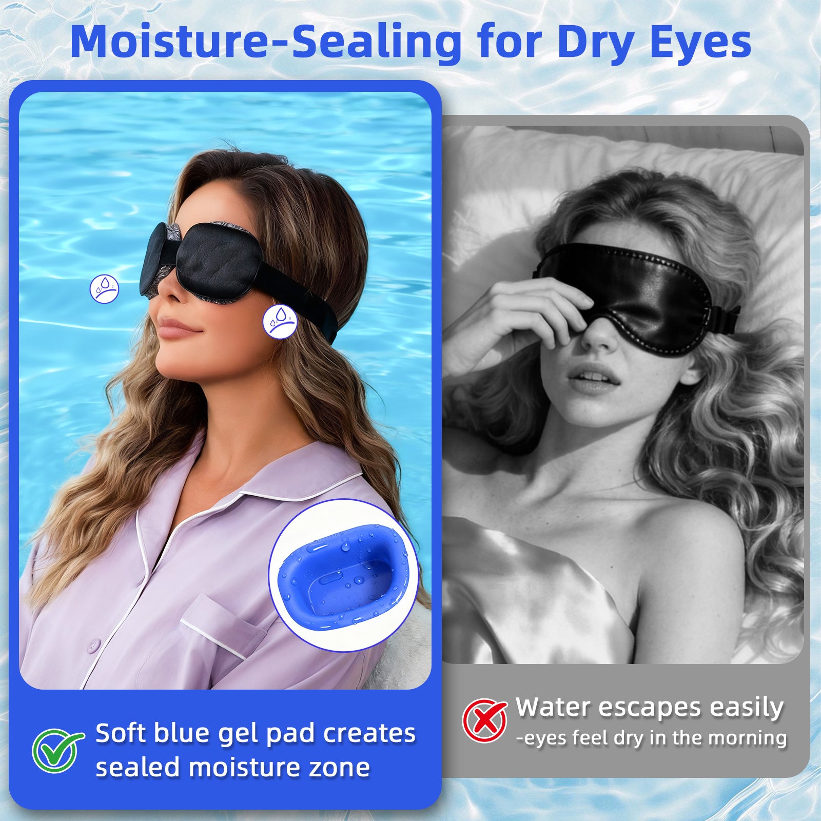 Fismool Sleep Mask 2.0 - Black with moisture-sealing design for dry eye relief and a restful sleep.