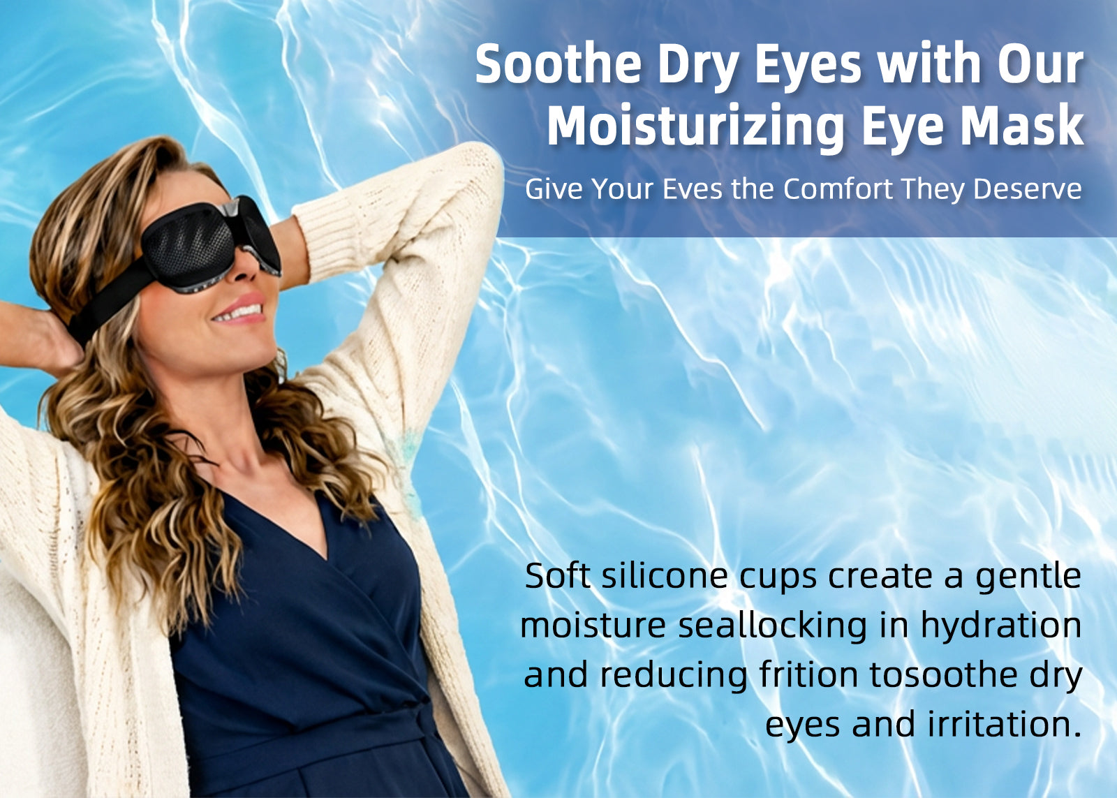 Fismool Sleep Mask 2.0-Black – Soothe Dry Eyes with Our Moisturizing Eye Mask, Silicone Cups for Hydration and Relief