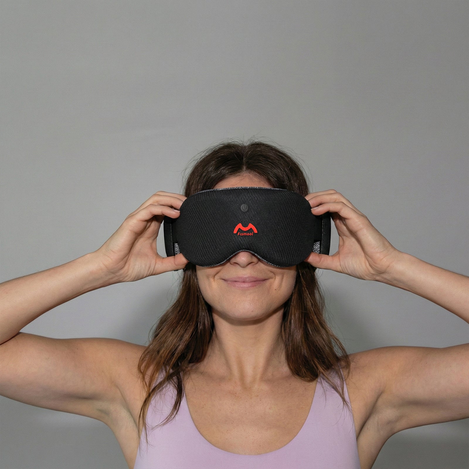 Fismool sound sleep mask black front view showing adjustable fit, deep eye cup design, and comfortable Bluetooth sleep headphones