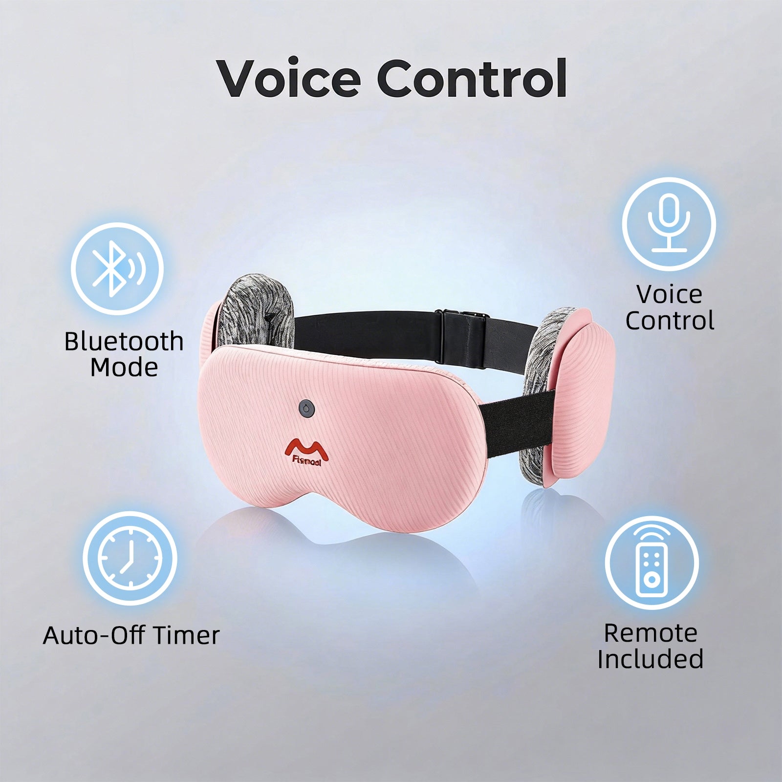 Fismool Sound Sleep Mask Pink with Bluetooth, voice control, remote control, and auto off timer