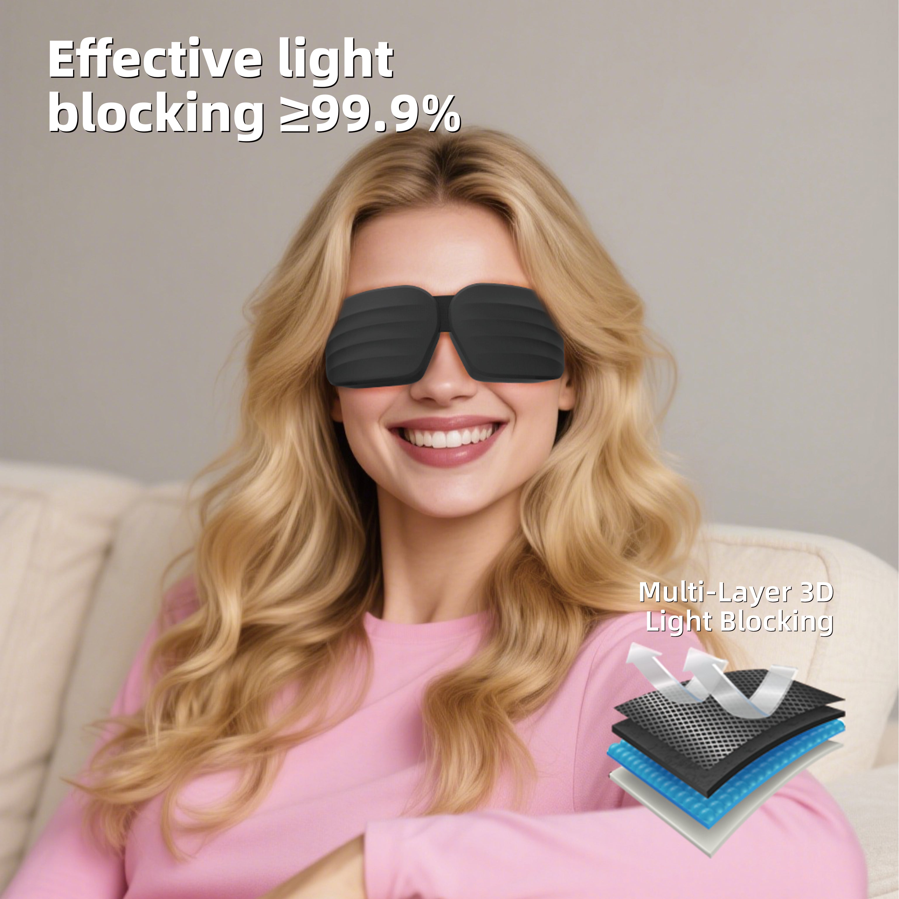 Fismool Pocket Sleep Mask 2.0 Pink | Comfort for Sleep